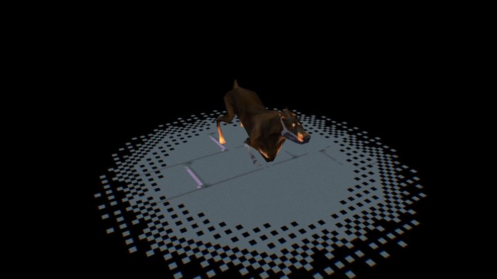Low poly retro futuristic dog 3D Model