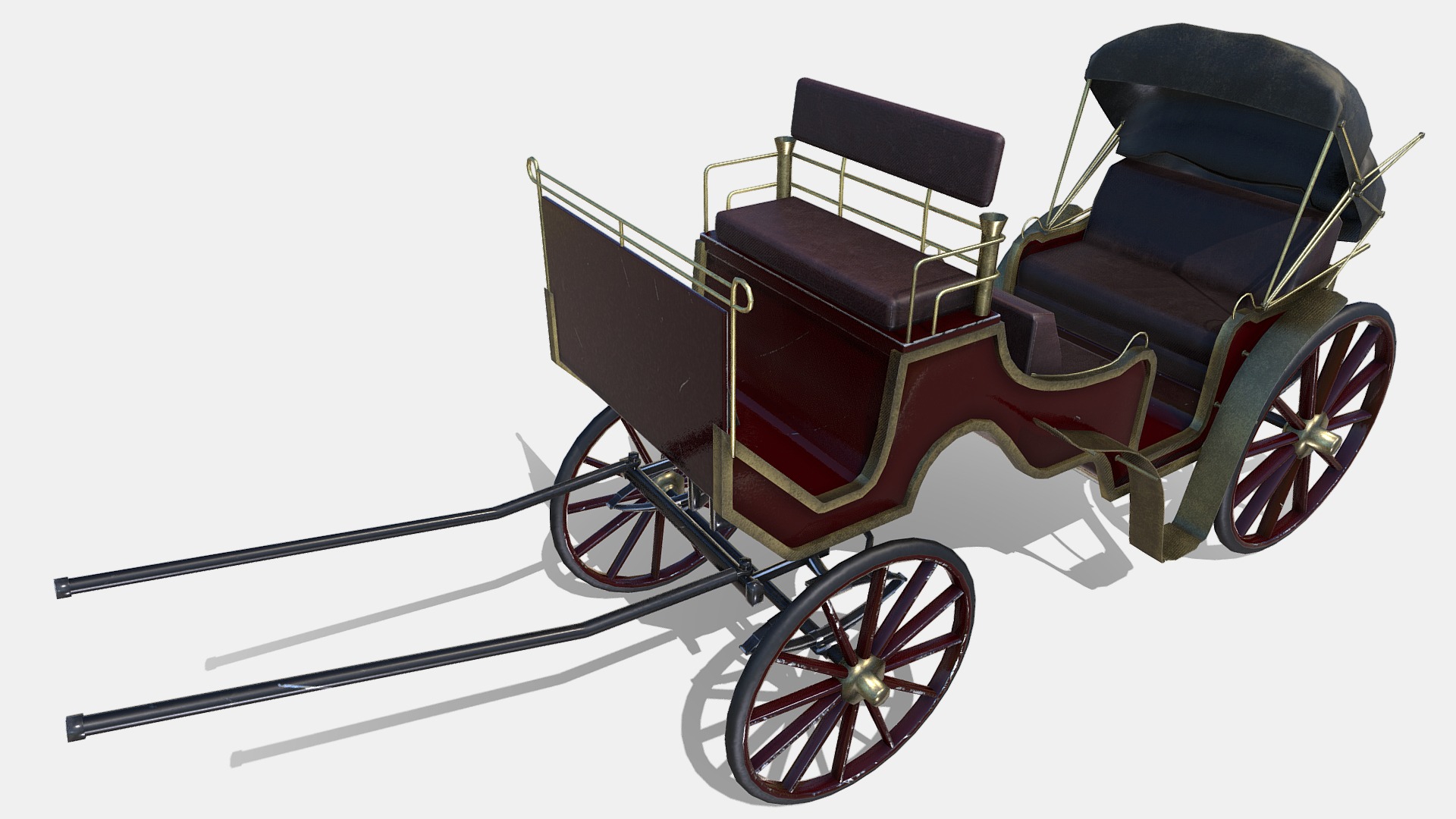 3D model Carriage - This is a 3D model of the Carriage. The 3D model is about a black and red carriage.