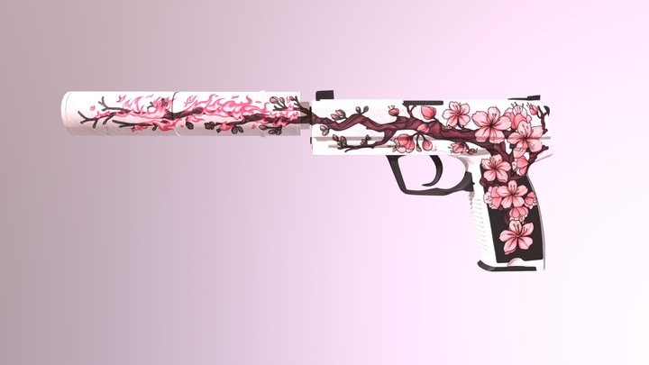 USP-S| Burning Sakura [Remastered] 3D Model