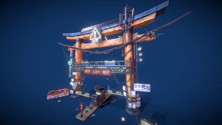 Neo Tokyo Torii Gate 3D Model