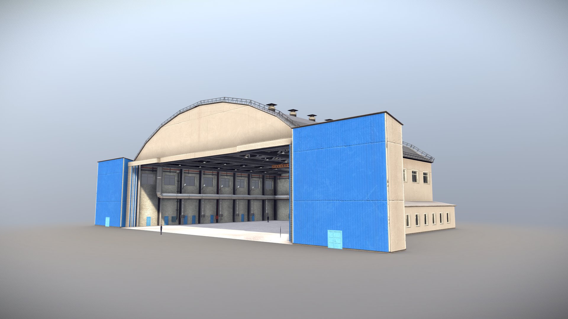 3D model Airport Hangar1 UEEE - This is a 3D model of the Airport Hangar1 UEEE. The 3D model is about a building with a glass front.