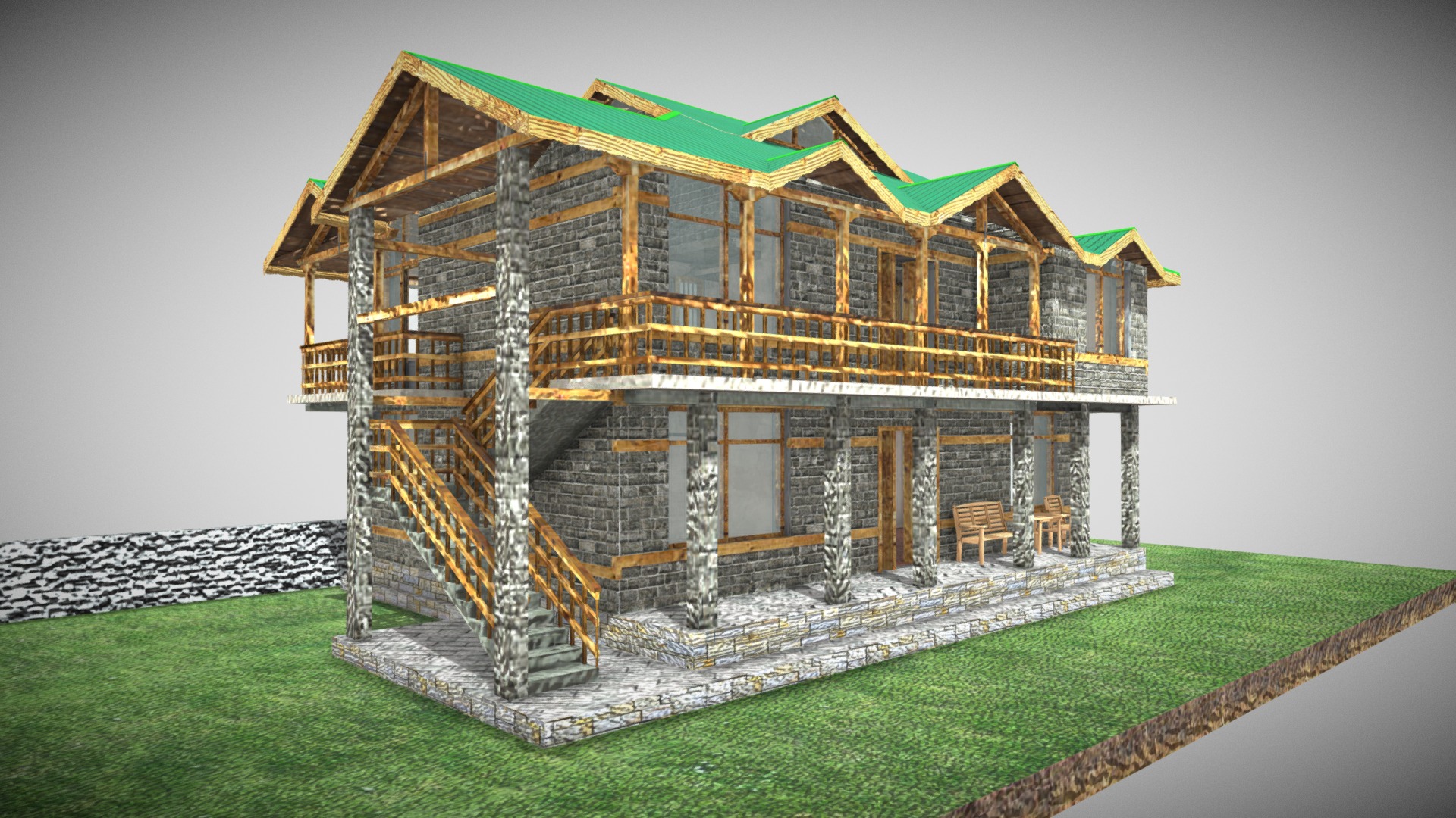 3D model Local House in Himachal Pradesh - This is a 3D model of the Local House in Himachal Pradesh. The 3D model is about a model of a house.