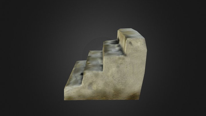 SF Concrete Stairts Straight Small 01 3D Model