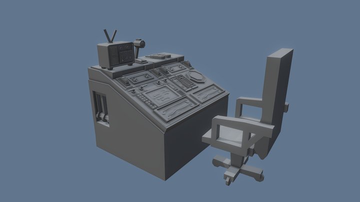 Control Panel With Office Chair 3D Model