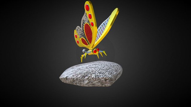 Robot Butterfly - Landing Animation 3D Model