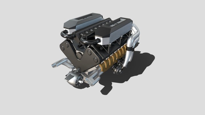 Bugatti W16 Engine 3D Model