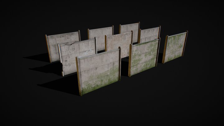 Concrete Wall Pack 3D Model