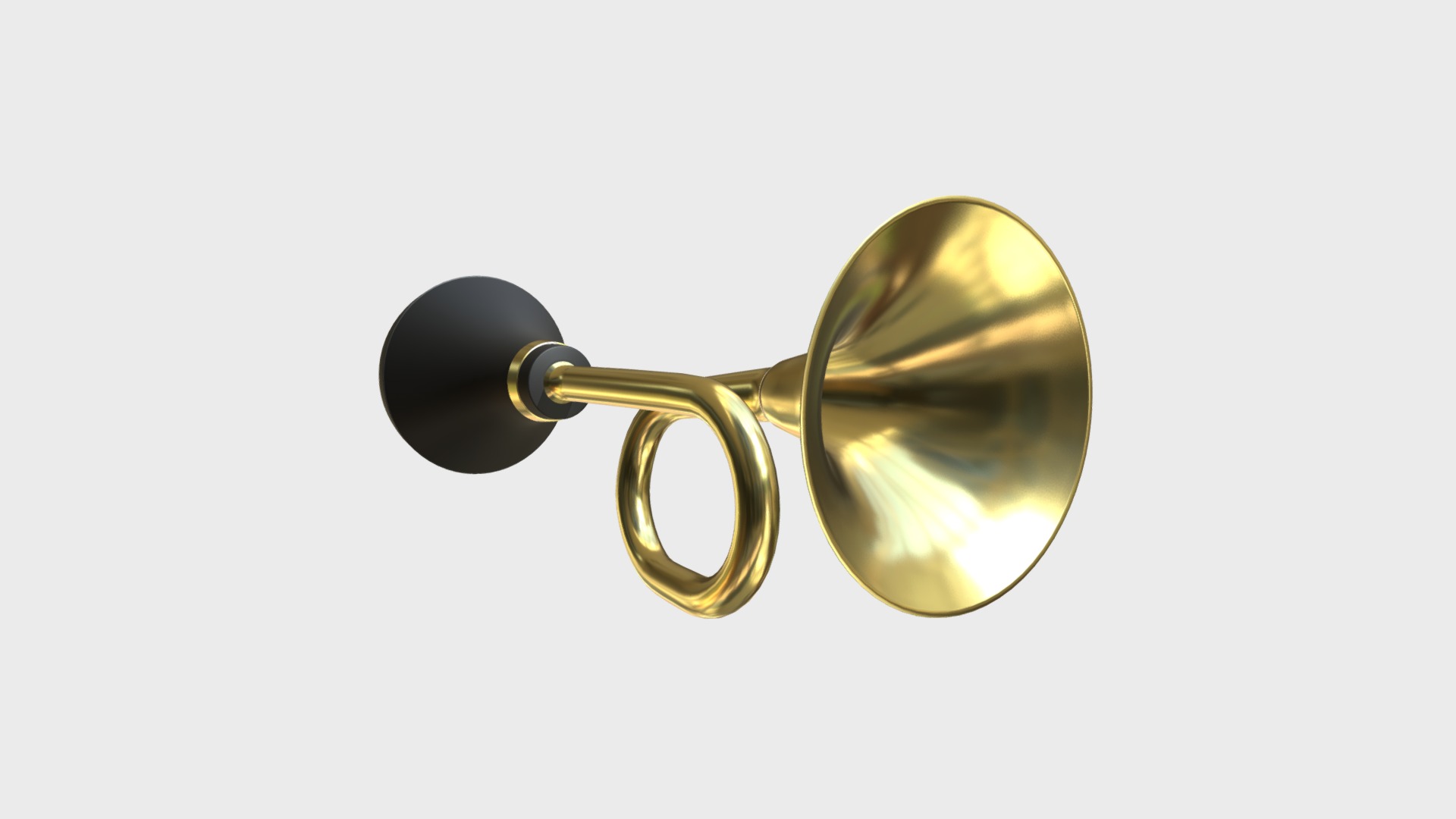3D model Brass vehicle horn - This is a 3D model of the Brass vehicle horn. The 3D model is about a gold and black trumpet.