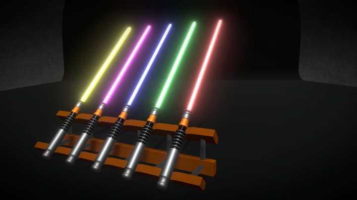 The 5 Great Jedi Lightsabers 3D Model