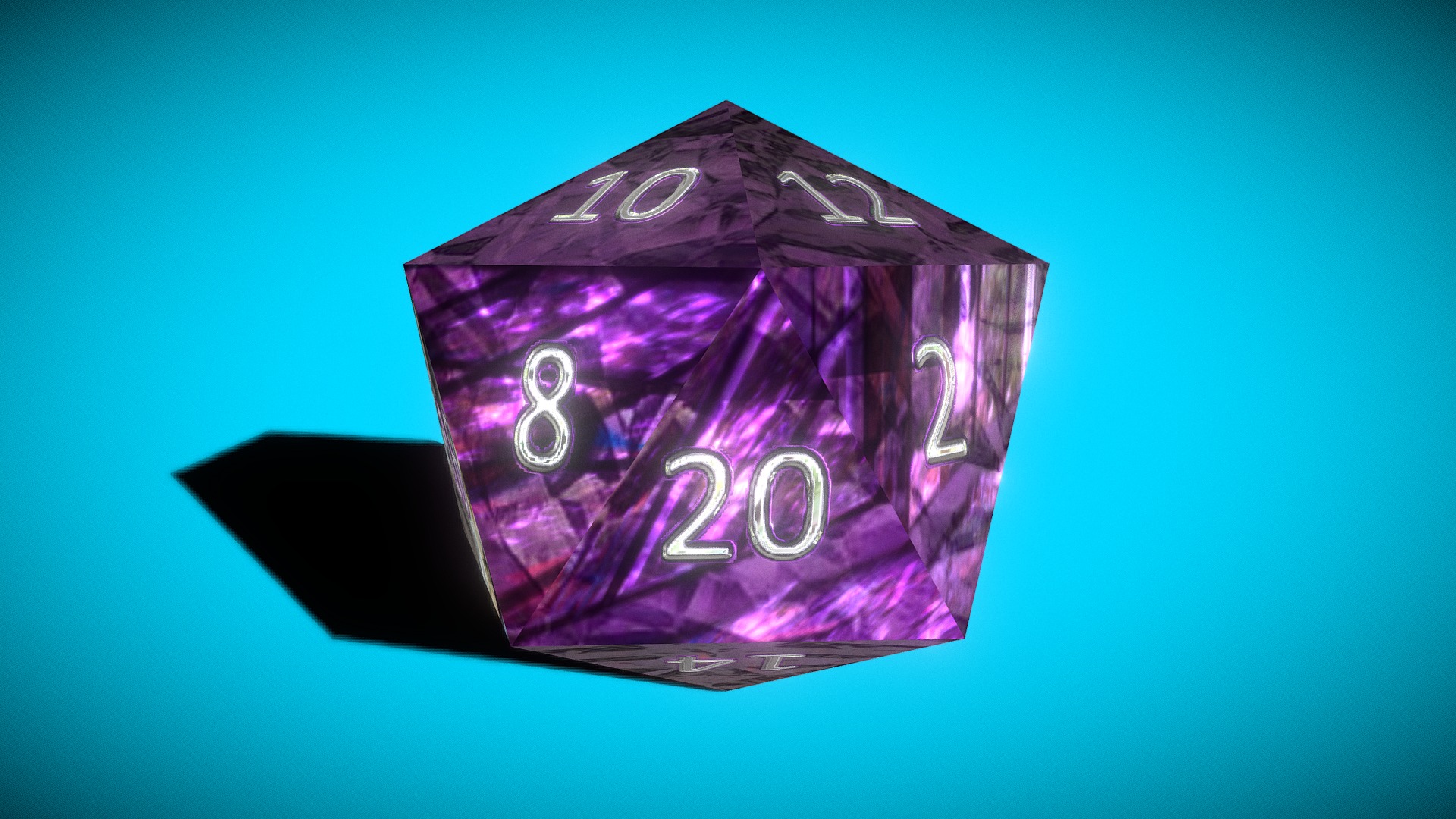 3D model D&D Dice - This is a 3D model of the D&D Dice. The 3D model is about a purple box with a logo.