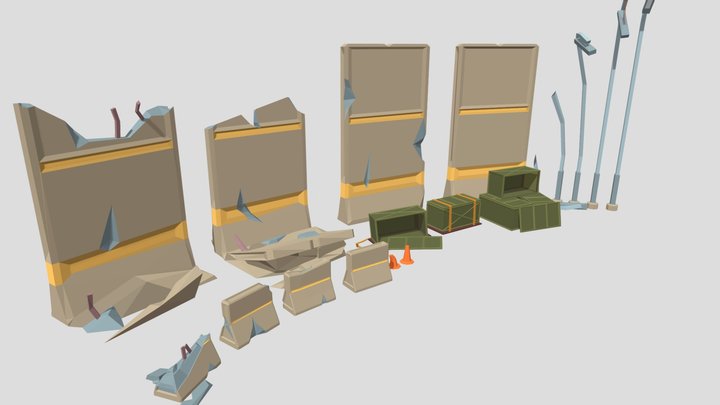 urban lomon props ( LOW POLY/STYLIZED ) Pack 04 3D Model