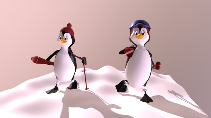 Toon Penguin characters 3D Model
