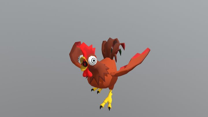 CrazyCock Character low poly animated 3D Model