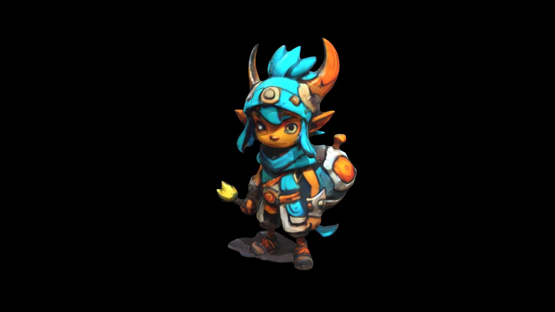a cartoon character with horns and blue hair - Download Free 3D model ...