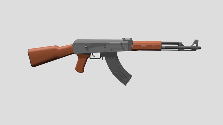 Low Poly Ak-47 Animated (Shooting/reloading) 3D Model