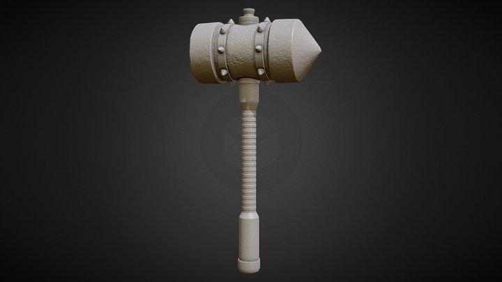 3D PRINTABLE FANTASY HAMMER WEAPON ACCESORY 3D Model