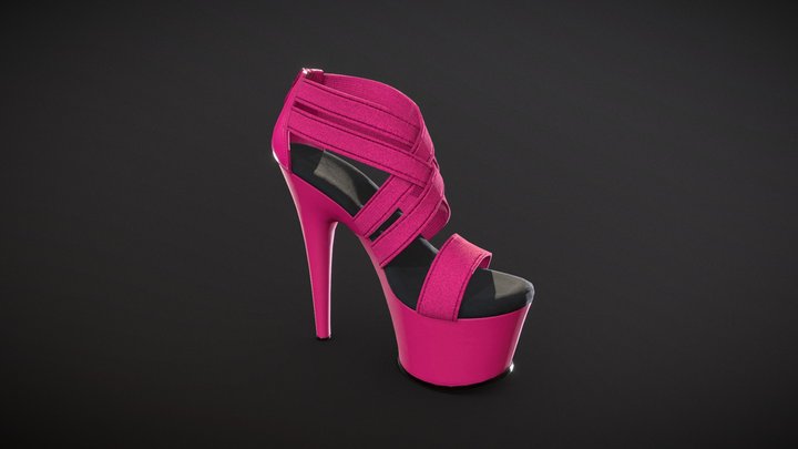 Banded Platform Stiletto Shoes 3 3D Model