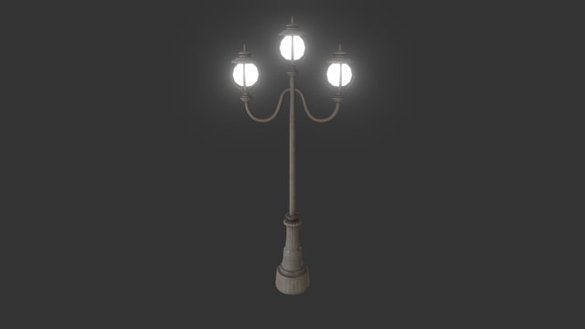 Lamp Post Triple UV 3D Model
