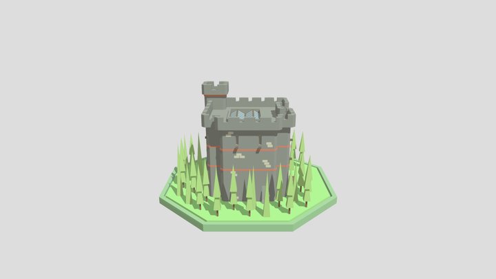 Free Low Poly Medieval Castle Scene 3D Model