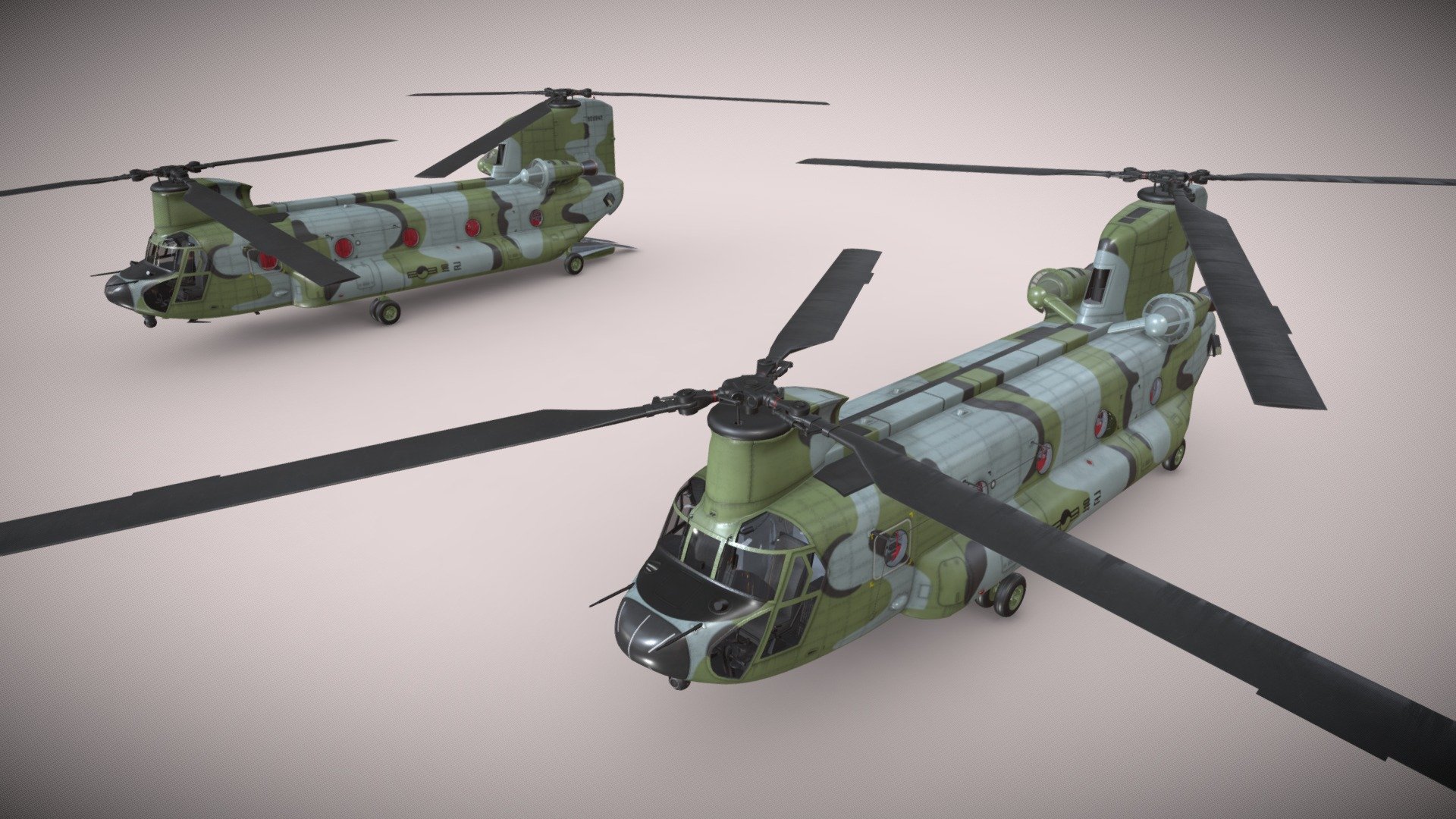 Ch-47 Chinook Korean Army Static - Buy Royalty Free 3d Model By 