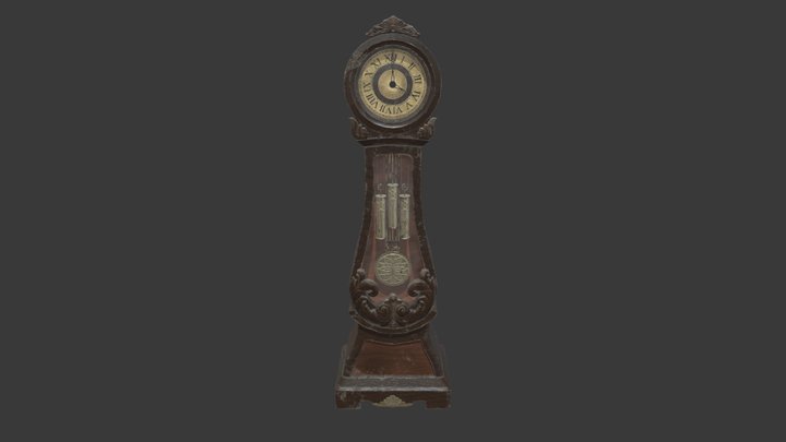 Grandfather clock, gameready 3D Model