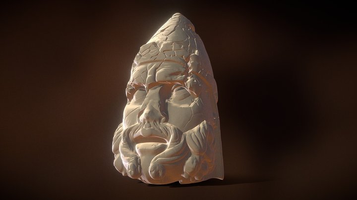 Ancient stone face sculpture 3D Model