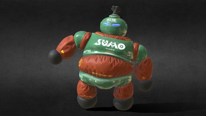 Cyber Sumo robot (original concept, game-ready) 3D Model