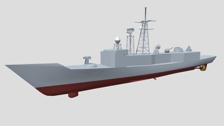 Low-poly Oliver Hazard Perry Class Frigate 3D Model