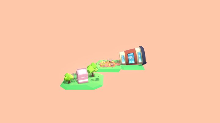 Coffee cup corner With plants 3D Model