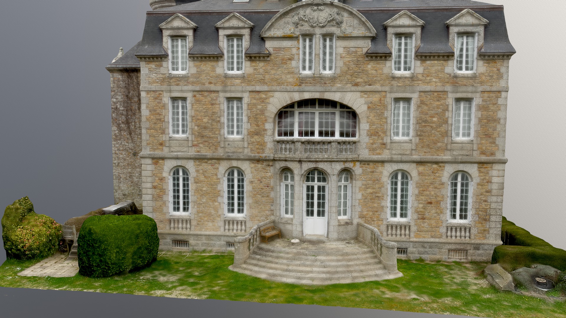 3D model Kerminaoued Castle – Brittany – France - This is a 3D model of the Kerminaoued Castle - Brittany - France. The 3D model is about a large brick building.