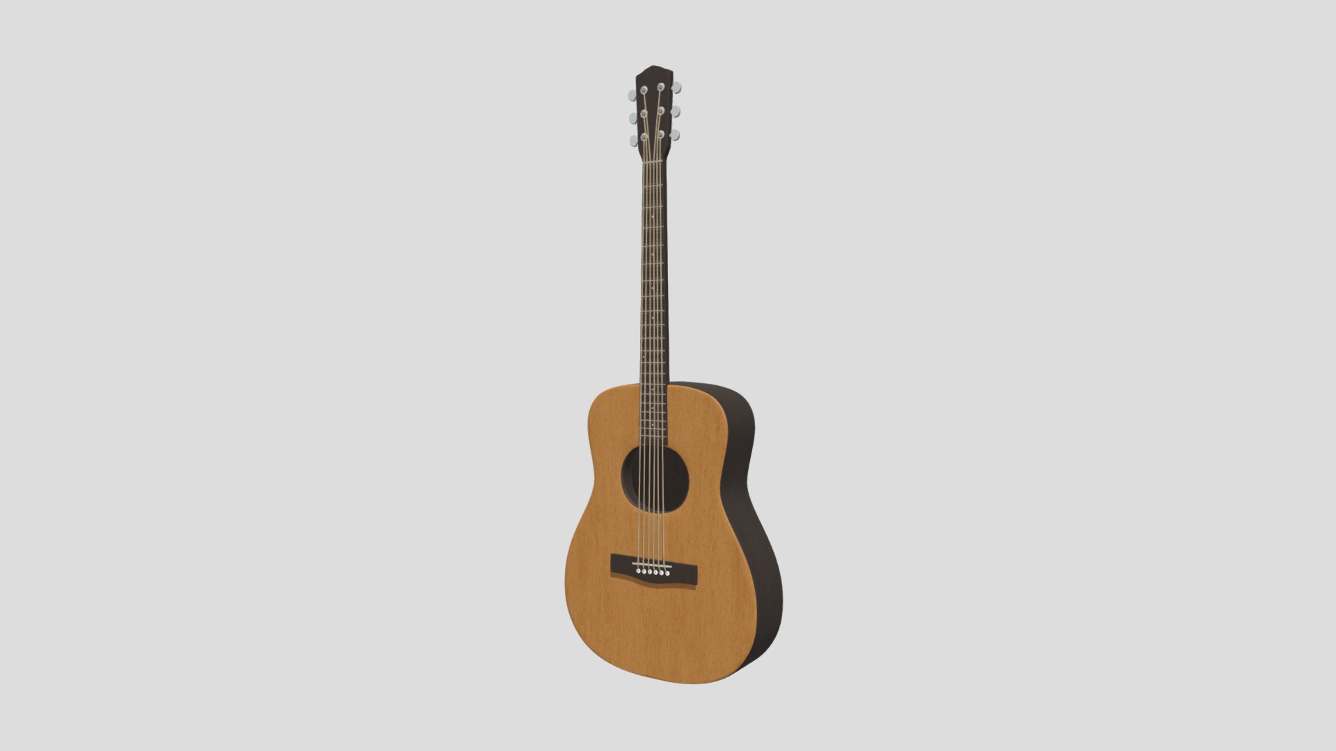 3D model Guitar - This is a 3D model of the Guitar. The 3D model is about a brown acoustic guitar.