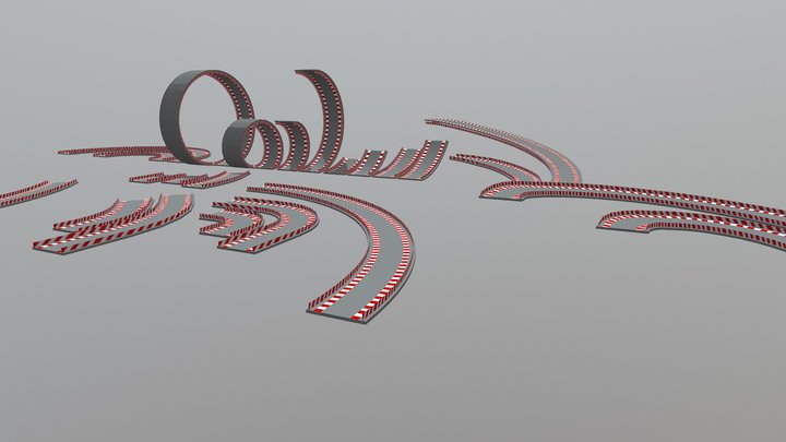 Road Pieces Bend 3D Model