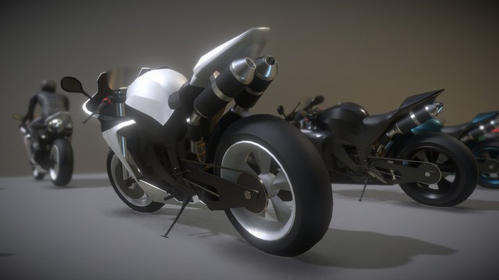 Fahrzeugtyp Motorrad in verschieden Farben 3D Model