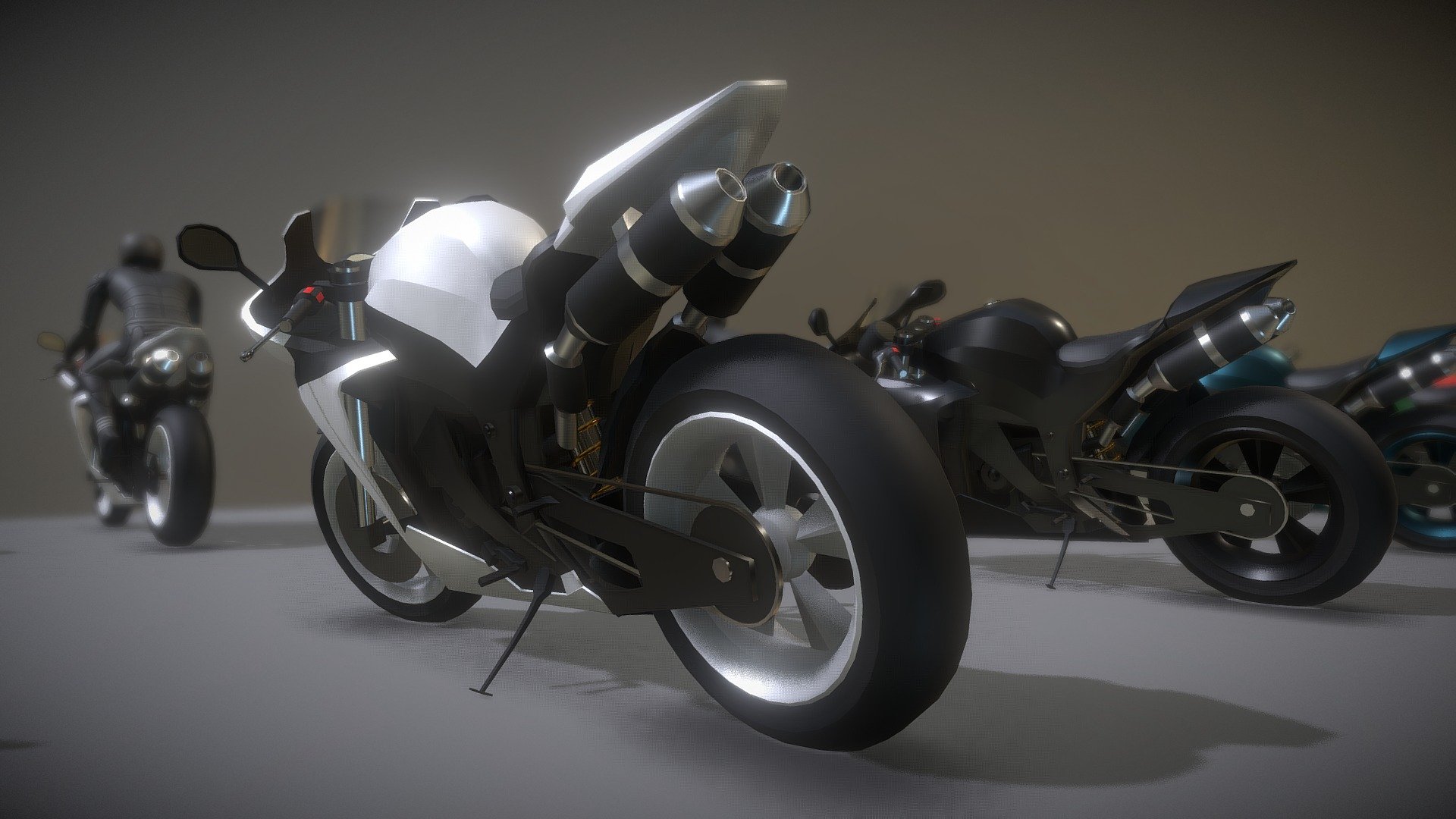 Fahrzeugtyp Motorrad in verschieden Farben — Sketchfab embed 3D viewer