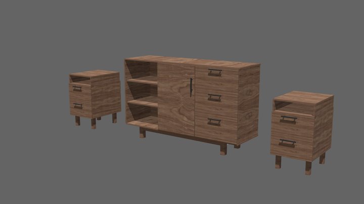 sideboard and nightstands 3D Model