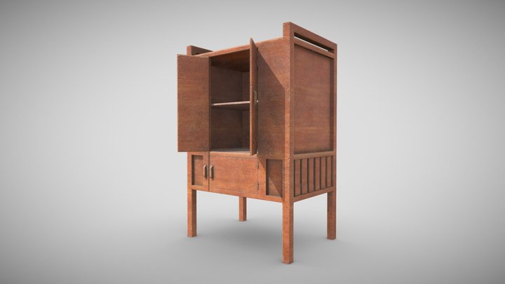 Old Wooden Cupboard 3D Model