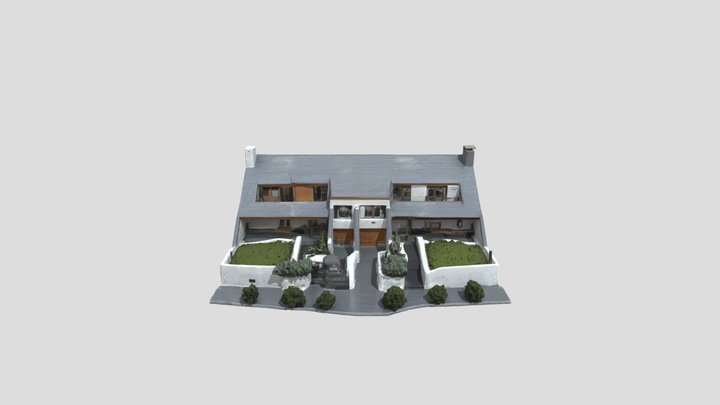 modern Townhouses Cascading Roofs and Terraces – Gratis 3D-model STL