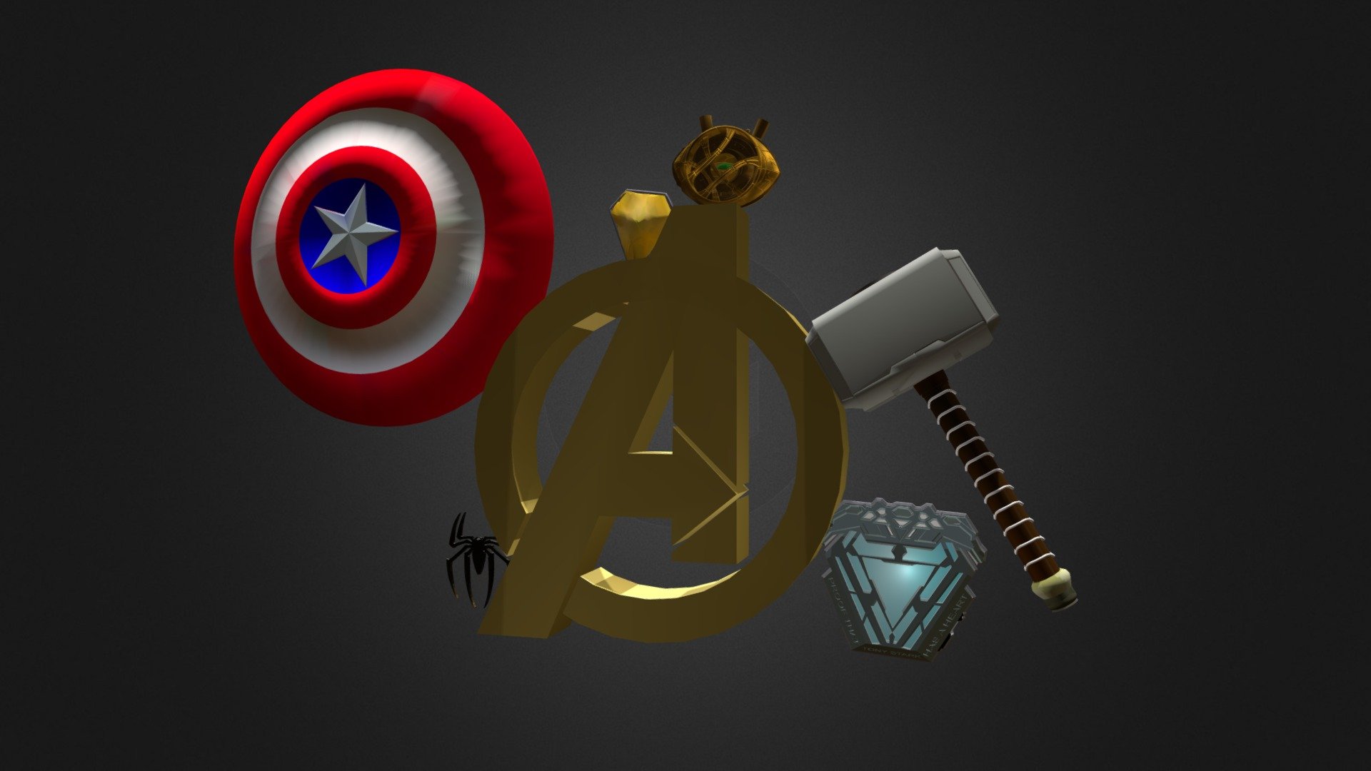 Avengers Logo with weapons to print 3D model
