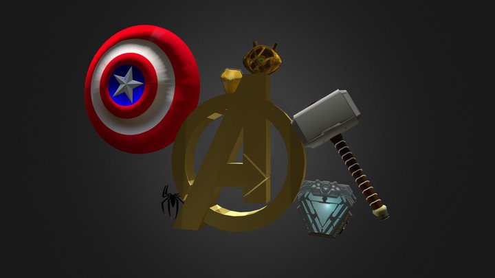 Avengers Logo with weapons to print 3D model 3D Model