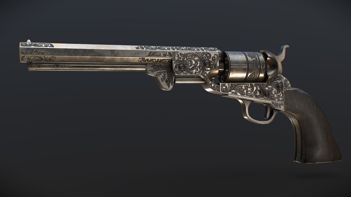 Revolver Navy Colt 1851 Silver 3D Model