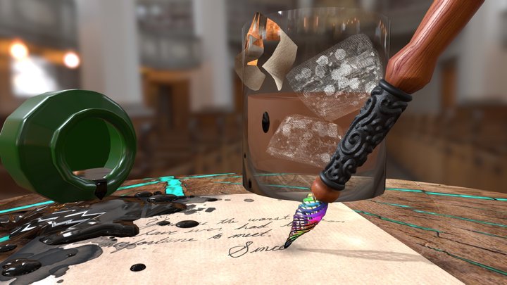 Glass Pen - Too Low Poly 3D Model