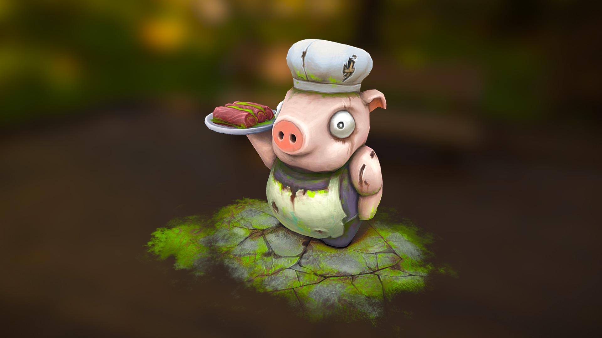 3D model Post-apocalyptic Piggy - This is a 3D model of the Post-apocalyptic Piggy. The 3D model is about a small toy frog.