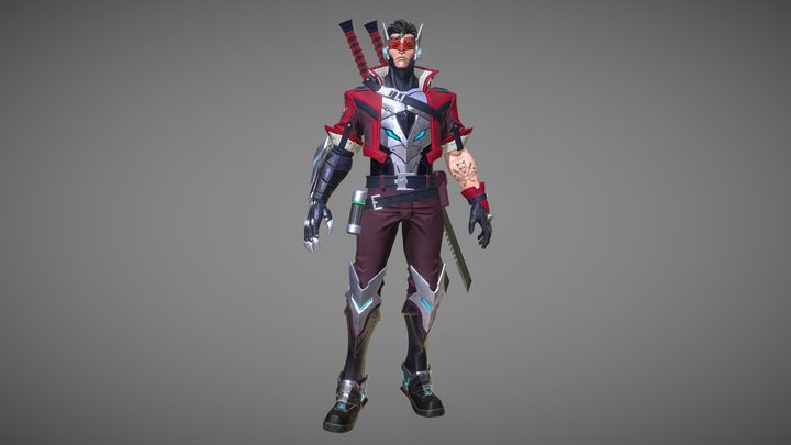 Red Fox Ninja Idle Animation 3D Model