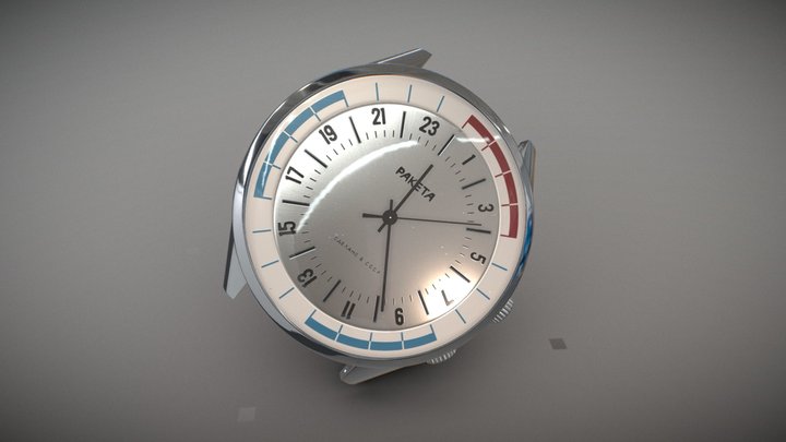 Vintage Soviet wristwatch "Raketa" 24hr. 3D Model
