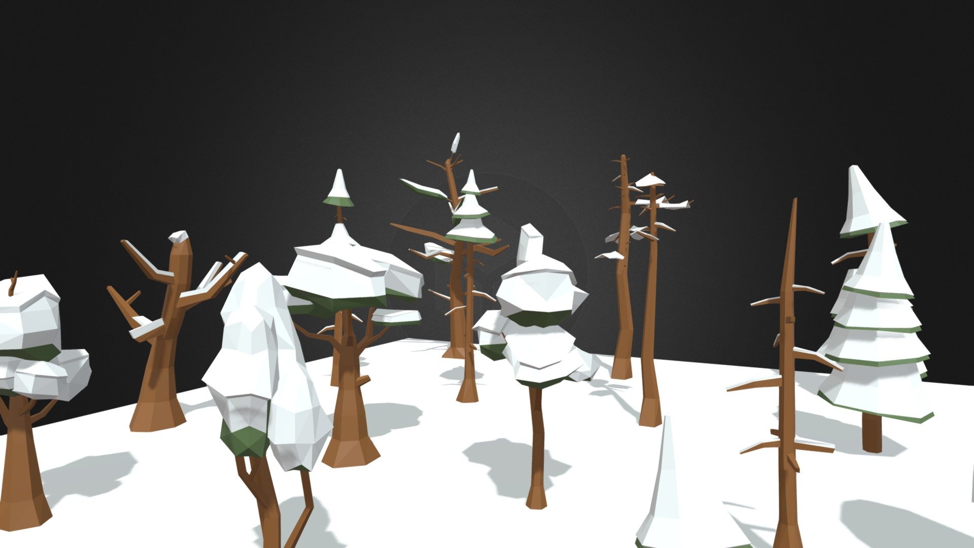 Low Poly Winter Trees - Blender Market