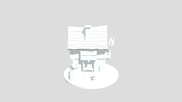 Low-Poly Medieval Blacksmith House 3D Model