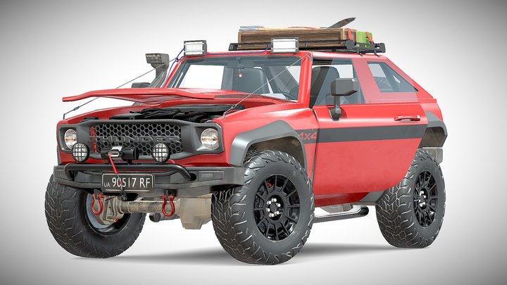 Generic 4x4 SUV Red 3D Model