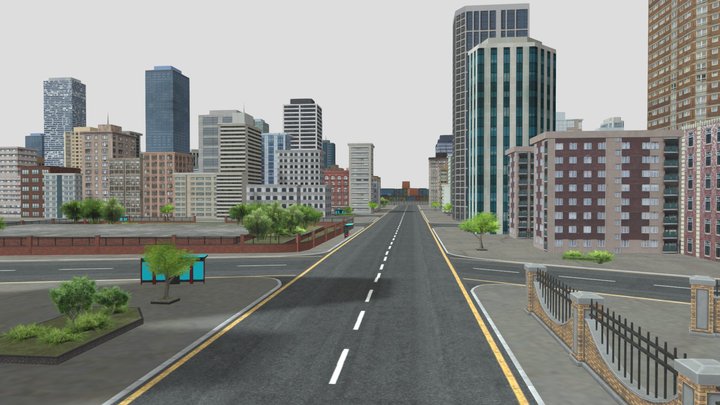 City Environment for a Game 3D Model
