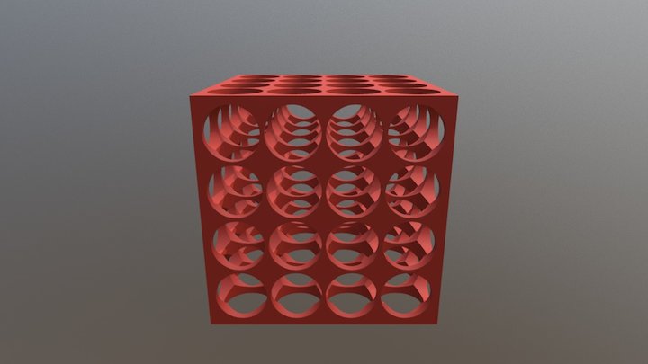 Pierced Cube Pen Holder 3D Model