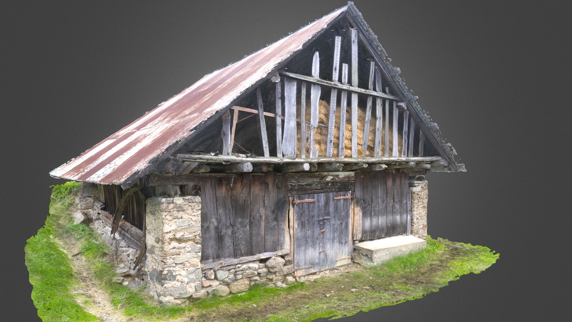 3D model Grange, Vaulnaveys-le-Bas, France - This is a 3D model of the Grange, Vaulnaveys-le-Bas, France. The 3D model is about a wooden building with a roof.